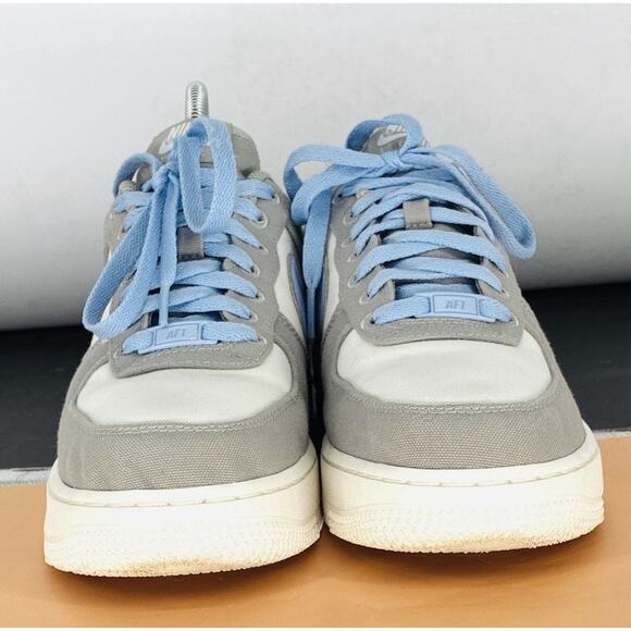 Wmns Nike Air Force 1 Blue Gray Sz 9.5 Canvas Toe Box Platform Lt Blue Swoosh - Picture 5 of 8